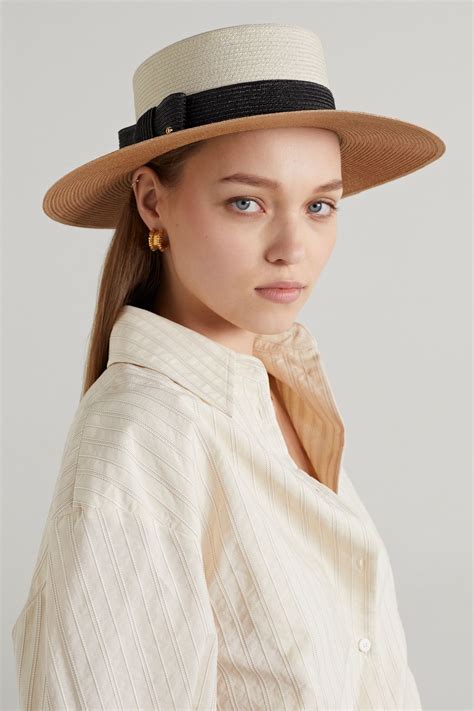 gucci wide brim hat black women|Gucci sun hat straw.